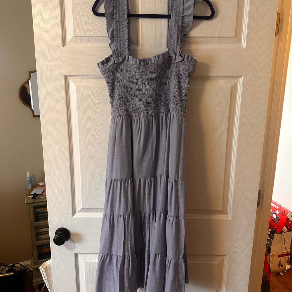 Express Light Blue Smocked Dress